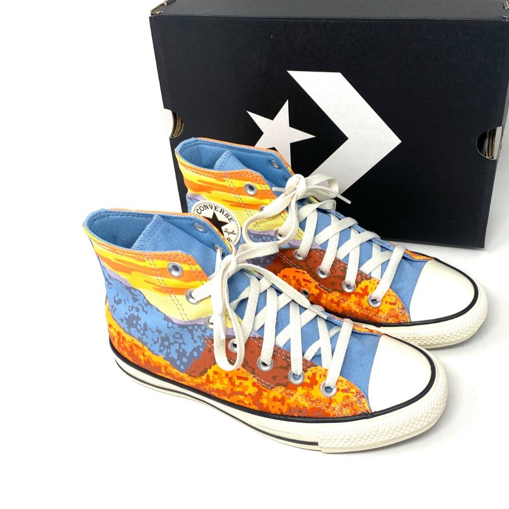 CONVERSE Men's 170843F CTAS Sneaker HI Magma Orange Sea Blue Canvas Eco Friendly - Picture 5 of 8